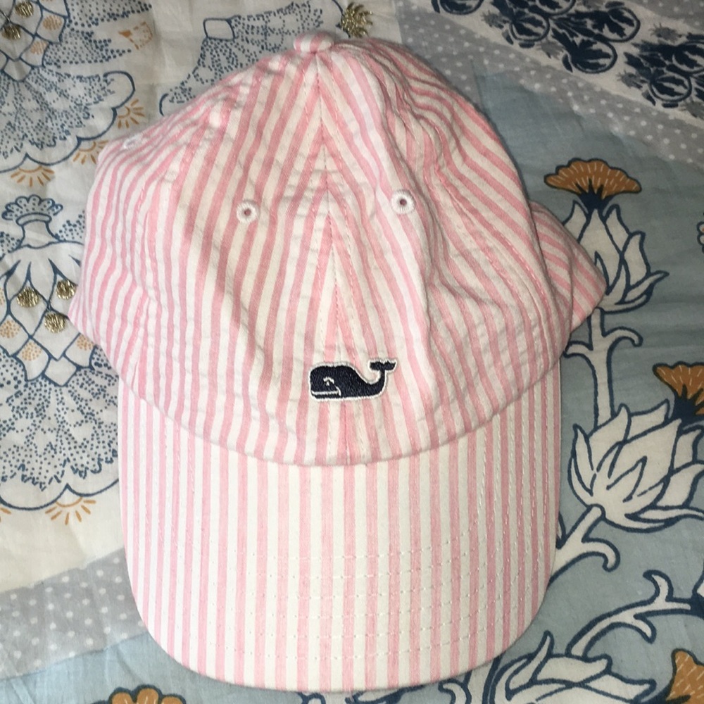 Vineyard vines pink and white seersucker hat